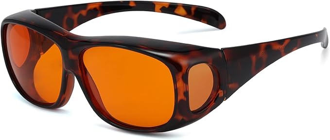Eyekepper 100% Blue Light Reduction,Huge Fitover Anti-Blue Blocking Computer Eyeglasses with Extra Amber Lenses, Tortoise