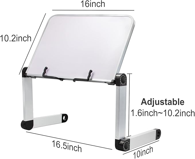 Extra Large Adjustable Book Stand for Bed and Sofa - Multifunctional Laptop Holder With Page Clips, Ergonomic Multi-Height Angles, Portable for Heavy Textbooks and Cooking