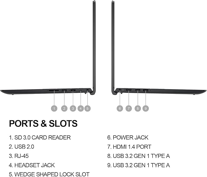 Dell Vostro Business Laptop -15.6" FHD - Intel Core i3-1215U - 64GB RAM - 1TB SSD - Wi-Fi 6 - Long Battery Life - Ethernet Port - SD Card Reader - Immersive Narrow-Bezel Display - Windows 11 Pro
