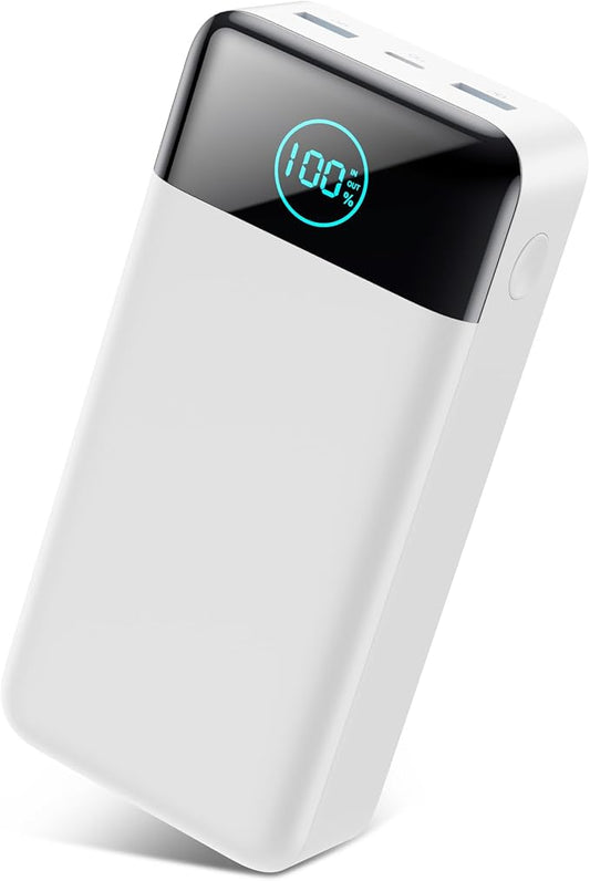 Portable Charger 50800mAh Power Bank,25W PD QC 4.0 USB C Fast Charging External Battery Pack,Travel Outdoor Essentials Portable Cell phone Charger Compatible with iPhone 17/16/15/14/13,Android-White