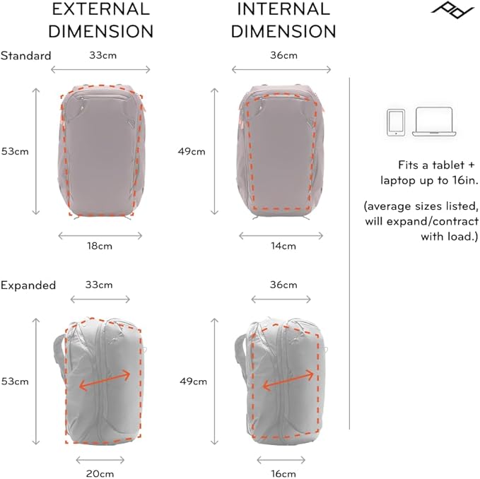 Peak Design Travel Backpack 45L, Ocean, Expandable 35-45L Design, Rear and Top Access, Weatherproof Shell, Laptop Sleeve, Ideal for Travel or Everyday Carry, Versatile Backpack for Men and Women