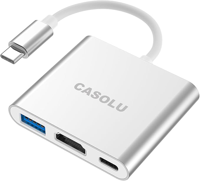 USB C to HDMI Adapter, 4K USB Hub with 100W PD Charging, USB-A 3.0 Port, Multiport Adapter for MacBook, Chromebook, iPad, Surface, TV, Monitor, and More