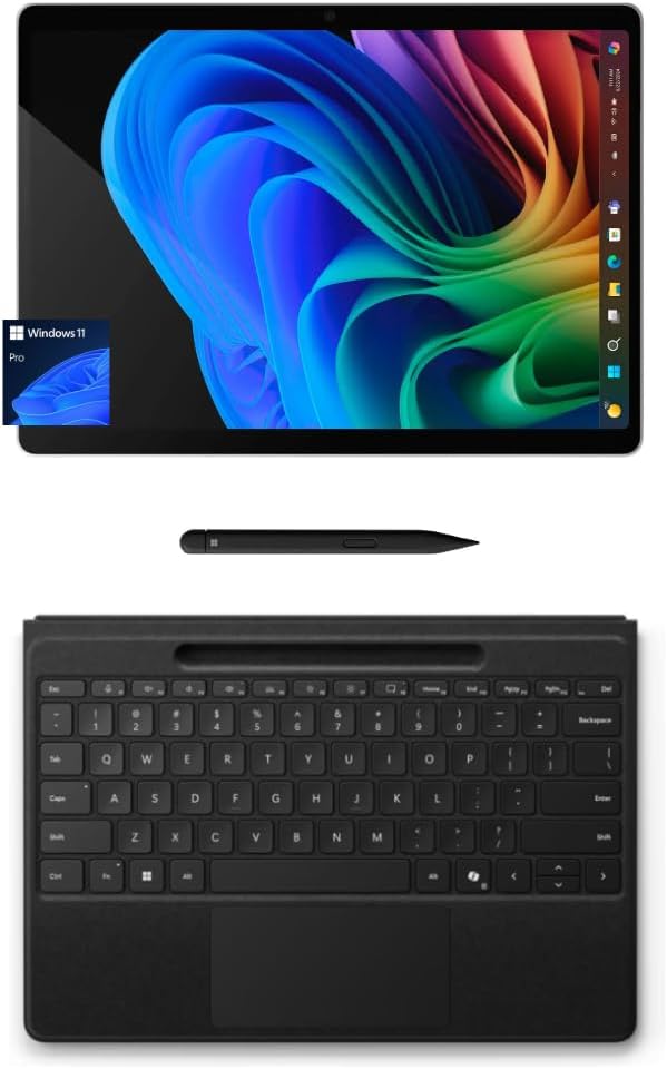 Microsoft Surface Pro 11 Bundle, 13" Copilot+ PC with Black Surface Pro Flex Keyboard & Slim Pen, Snapdragon X Plus, AI Tablet Essential Bundle for Surface Pro 11, 16GB RAM, 256GB SSD, Win 11 Pro