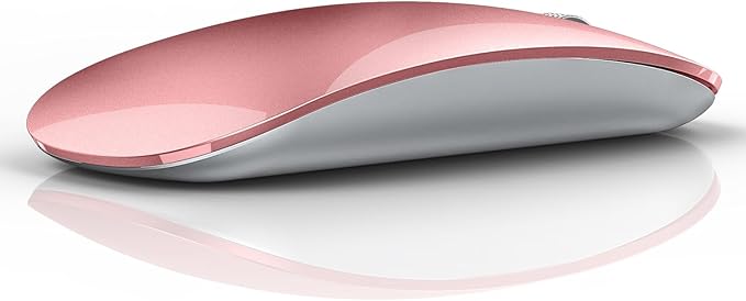 TENMOS M18 Bluetooth Mouse, USB C Rechargeable Wireless Mouse, Triple Mode (Dual Bluetooth+USB) Computer Silent Mice Portable with USB Receiver Type C Adapter for Laptop/MacBook/iPad/PC- Rose Gold