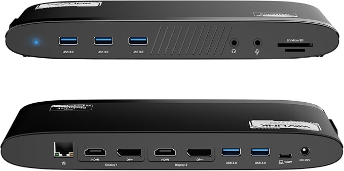 WAVLINK DisplayLink Docking Station Dual 5K, USB-C Dock for Mac M1/M2/M3/M4 & Windows, 14-in-1 with 100W Laptop Charging, 2 DP/2 HDMI 4K, SD/TF, 5 USB Ports, Ethernet, Audio
