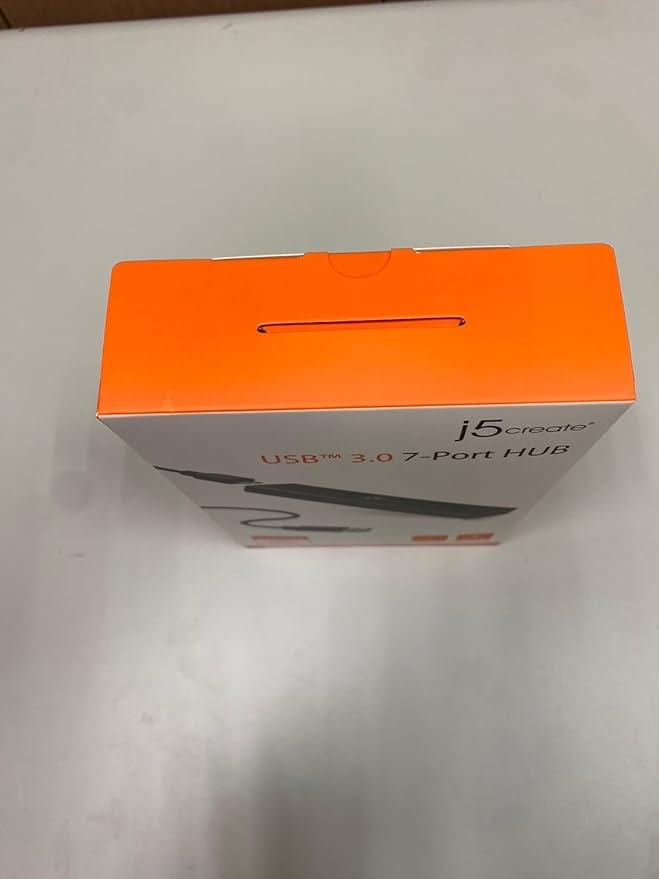 j5create 7-Port Powered USB 3.0 Data Hub with 3.3 ft Extended Cable [20W Power Adapter Included] for Mac, MacBook, Windows, Laptop, Surface, XPS, PC (JUH377)