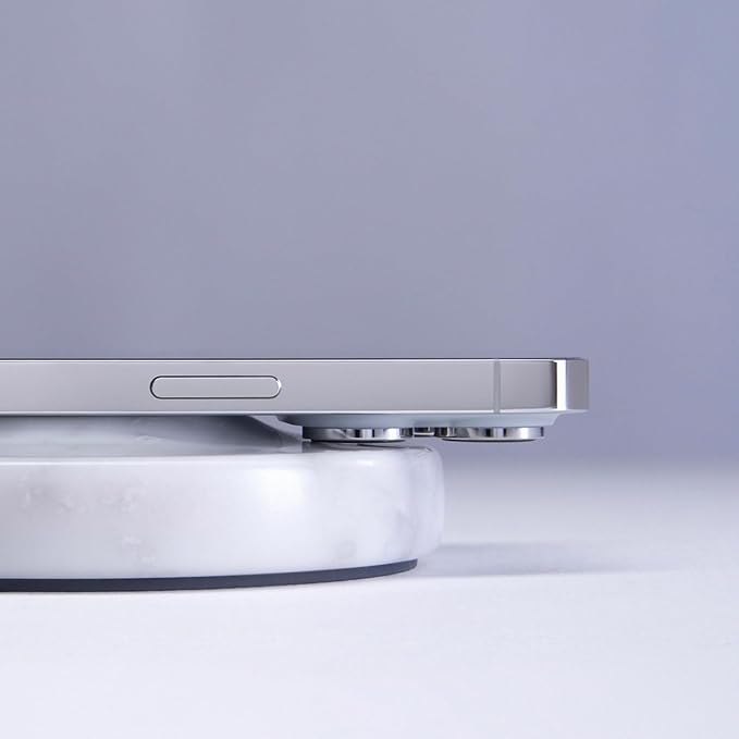 Einova Classic Stone – Marble Wireless Charging Pad Designed in Italy, Integrated 6 ft USB-C Cable, Smartphones, Wireless Earbuds, Smartwatches – White Carrara Marble