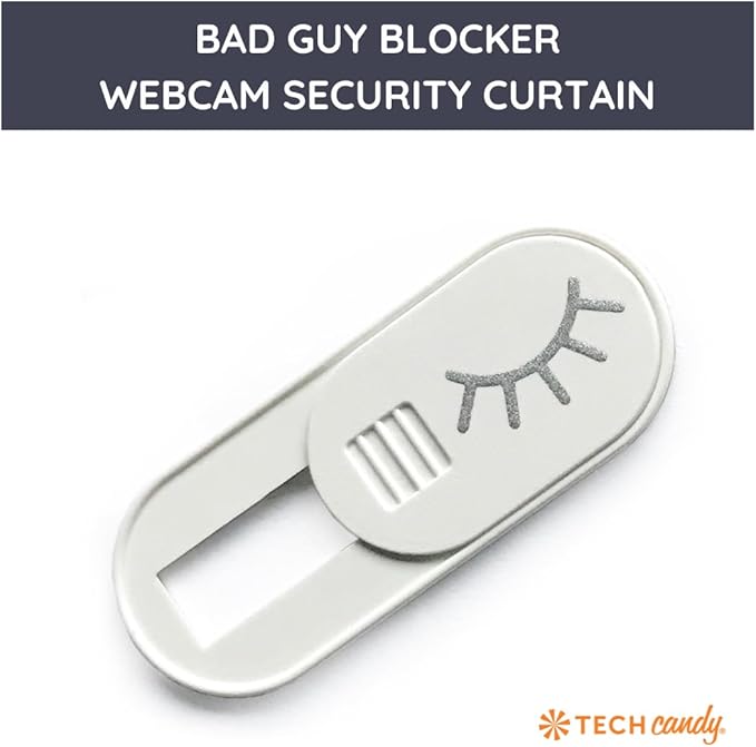 Tech Candy Bad Guy Blocker Webcam Cover Privacy Protector, White - Secure, Thin, Durable, for Computers, Laptops, Tablets, & Smartphones, Easy Application