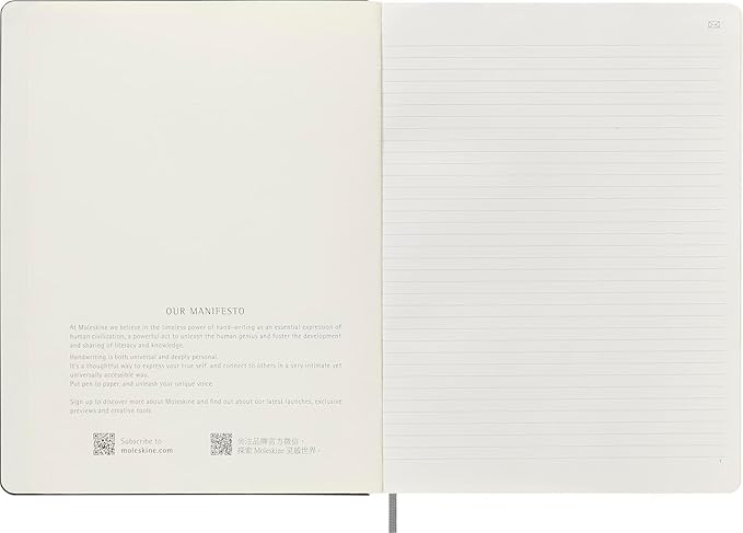 Moleskine Smart Notebook, Smart Writing System, Digital Notepad with Hard Cover, Ruled Pages and Elastic Closure, Size Extra Large 19 x 25 cm, Colour Black