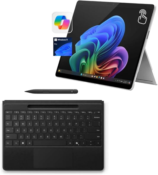 Microsoft Surface Pro 11 Bundle, 13" Copilot+ PC with Black Surface Pro Flex Keyboard & Slim Pen, Snapdragon X Plus, AI Tablet Essential Bundle for Surface Pro 11, 16GB RAM, 1TB SSD, Win 11 Pro