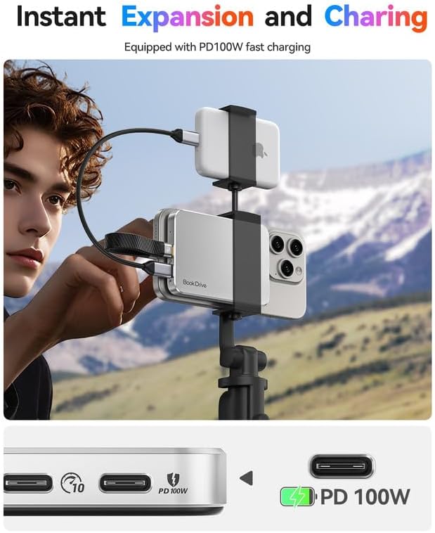 ORICO BookDrive 512 GB Magnetic External SSD with PD 100W Charging for Labtop & USB-C Smartphone - Magsafe Portable Solid State Drive, 1000MB/s for USB 3.2 Gen2 - P10Plus