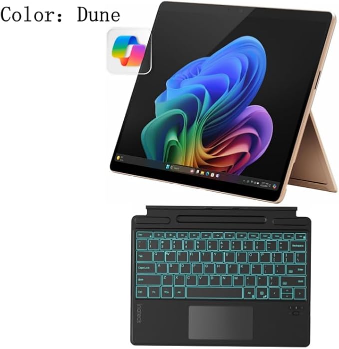 Microsoft Certified Refurbished Surface Pro 11, 13" Touchscreen OLED Display, Snapdragon X Elite (12 core), Inateck Bluetooth Backlit Keyboard, Warranty (Dune, 16GB RAM,512GB SSD)