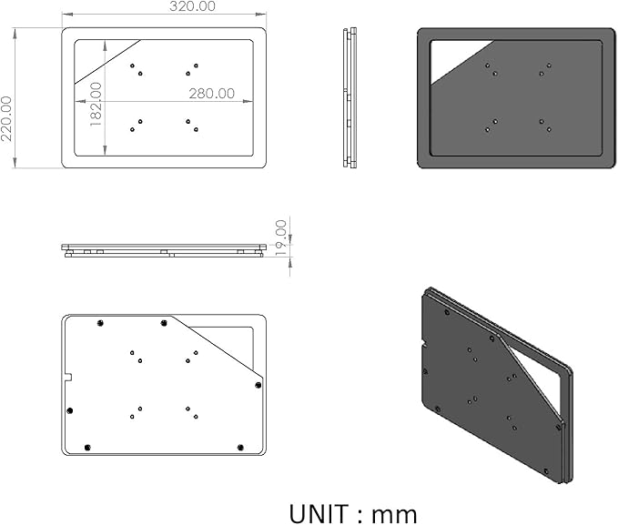 TABcare Security Anti-Theft Acrylic VESA Enclosure for Samsung Galaxy TAB S9+ S8+ S7+ 12.4, S7 FE & S9 FE+ with Wall Mount Kit (Black, TAB S9+ S8+ S7+ S7 FE S9 FE+ 12.4)
