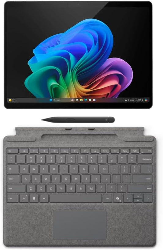 Microsoft Surface Pro 11 Bundle, 2-in-1 Tablet with Pro Keyboard and Slim Pen, Copilot+ PC, 13" Touchscreen OLED Display, Snapdragon X Elite (12 Core), 16GB RAM, 512GB SSD, Windows 11 Pro, Black