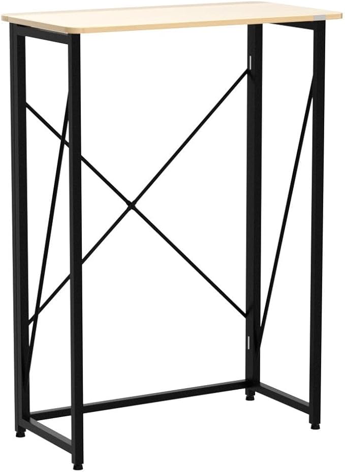 Folding Laptop Computer Desk, Standing Desk, 31in Small Desk for Sitting or Standing, No Need to Assembly, Suitable for Home, Office, Writing (Wood Board Color)