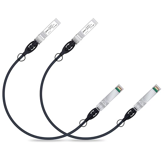ipolex 10G SFP+ Twinax Cable, Direct Attach Copper(DAC) Passive Cable, 0.3m (0.98ft), for Cisco SFP-H10GB-CU0.3M, Meraki, Ubiquiti UC-DAC-SFP+, Mikrotik, Intel, Netgear, D-Link and More, 2 Pack