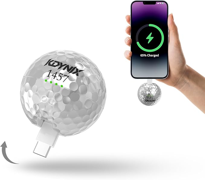2000mAh Creative Golf Ball Power Bank, Emergency Mini Power Portable Charger USB-C, Compatible with iPhone15,16，17，15 Plus,15 Pro Max, Gift for Golf Lover Men Women (Silver Golf Power Bank)