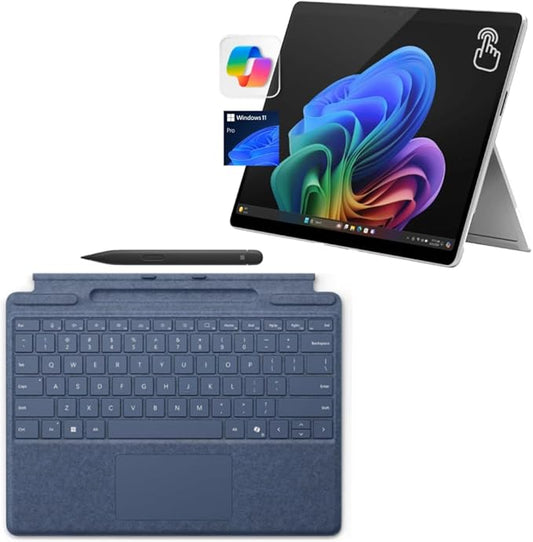 Microsoft Surface Pro 11 Bundle, 13" Copilot+ PC with Sapphire Pro Keyboard & Slim Pen, Snapdragon X Plus, AI Tablet Essential Bundle for Surface Pro 11, 16GB RAM, 2TB SSD, Win 11 Pro