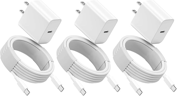 3Pack 10FT for iPhone 16 15 Charger Fast Charging, Long USB C to C Charger Cord with 20W Type C Phone Fast Charging Block for iPhone 16/16 Pro/16 Pro max/16 Plus, iPhone 15/15 Pro/15 Pro max/15,iPad
