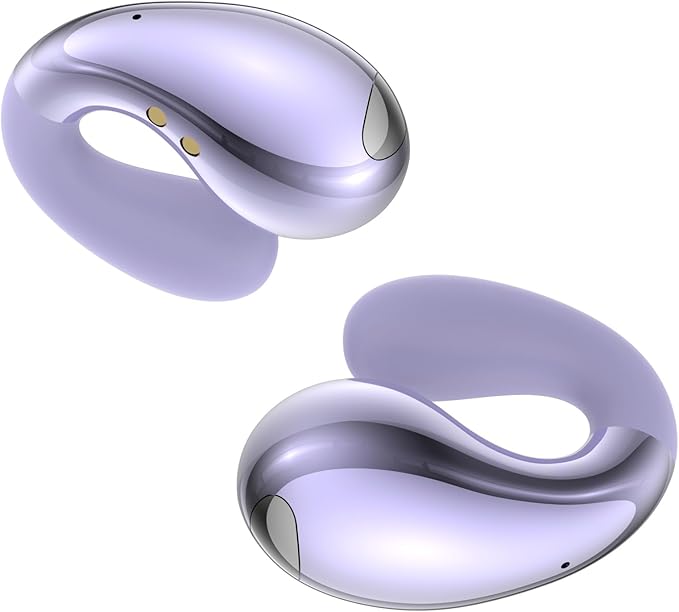 Ultra Open Ear Earbuds - Ergonomic Clip-On Earbuds, Small Bone Conduction Over-The-Ear Headphones with Waterproof Design, Perfect Running Headphones for Sports and Fitness, Purple