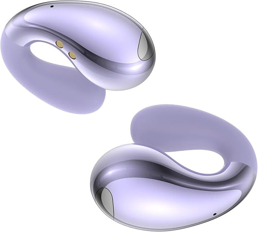 Ultra Open Ear Earbuds - Ergonomic Clip-On Earbuds, Small Bone Conduction Over-The-Ear Headphones with Waterproof Design, Perfect Running Headphones for Sports and Fitness, Purple