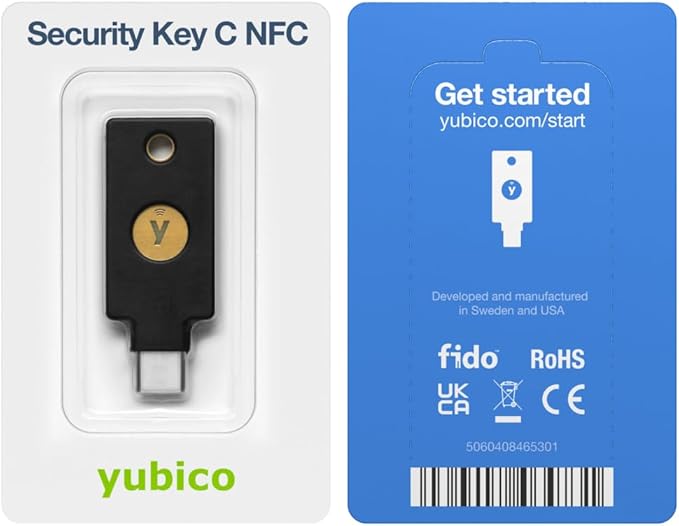 Yubico - Security Key C NFC - Black - Two-Factor authentication (2FA) Security Key, Connect via USB-C or NFC, FIDO U2F/FIDO2 Certified