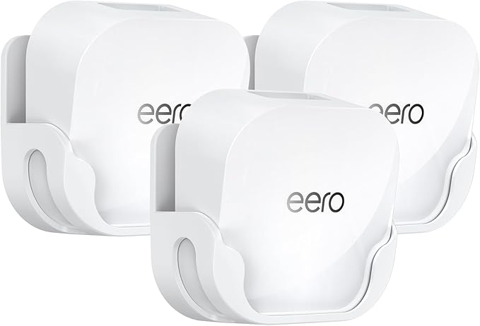 QUIDDITY eero 7 Wall Mount Bracket – Compatible with eero WiFi 7 Mesh Router and Extender, Space-Saving Holder for eero 7 WiFi Extender with Cable Management – White (3 Pack)