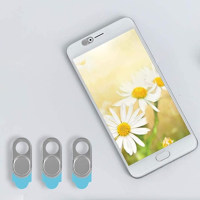 ASHATA 3pcs Metal Camera Lens, Ultra Thin Camera Cover Webcam Cover Blocker Slider for Smartphone Tablet Desktop Laptop (Silver)