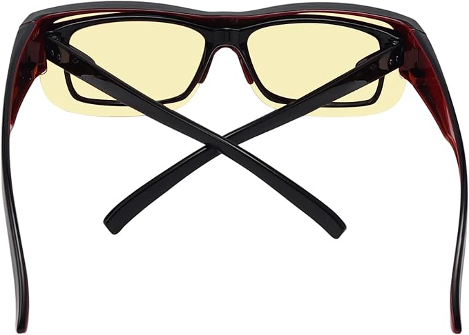 Eyekepper 30% Anti-Blue Light Blocking Computer Glasses,Fit Over Readers with Transparent Lens Black Red