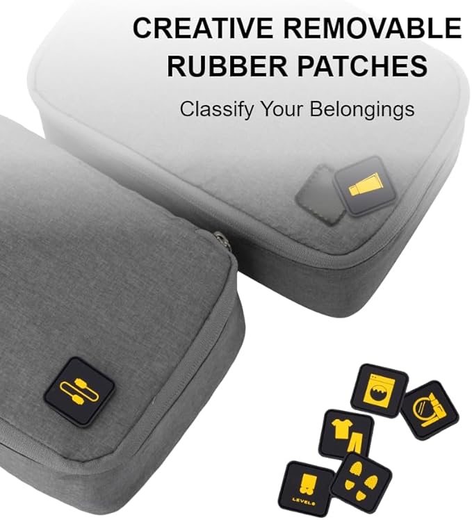 LEVEL8 4 Set Packing Cubes Travel Luggage Packing Organizers - Grey