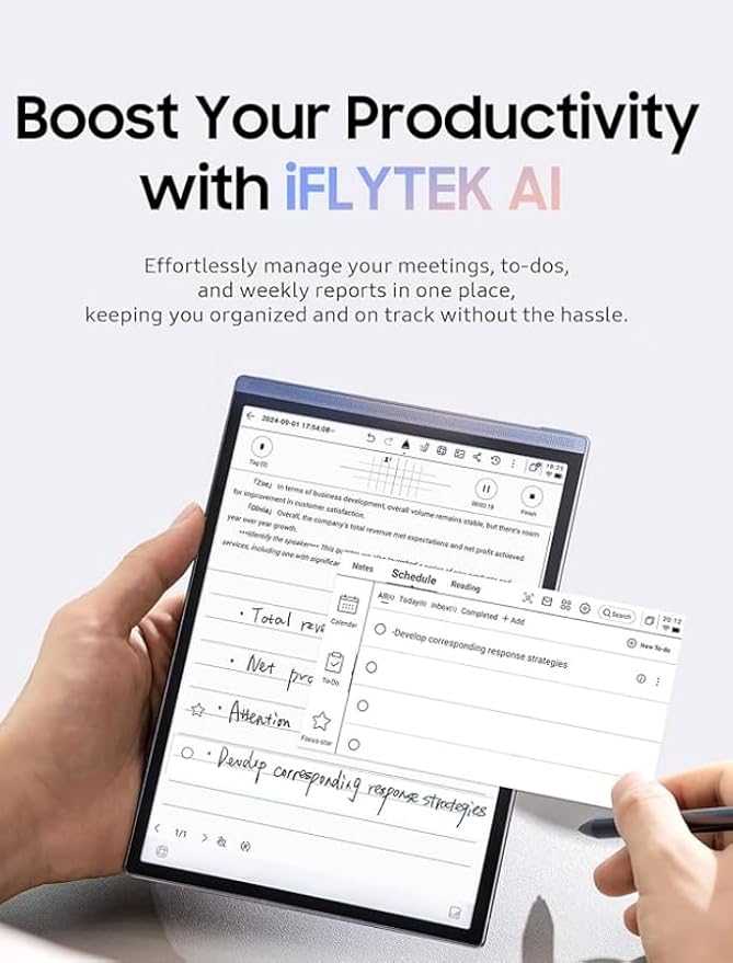 iFLYTEK AINOTE Air 2 Bundle with Blue Folio Case, 8.2-inch AI Paper Tablet Writing Tablet, Digital Notebook with Pen, Voice-to-Text Transcription, Multi-Languages Chatgpt Support