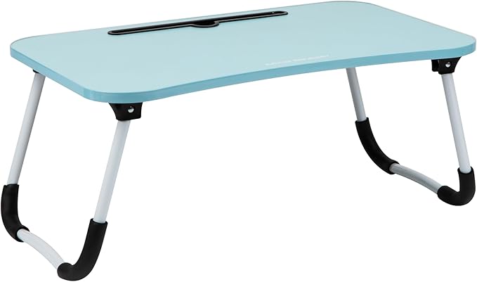 Mind Reader Lap Desk Laptop Stand, Bed Tray, Folding Legs, Couch Table, Portable, MDF, 23.25" L x 13.75" W x 10.5" H, Blue