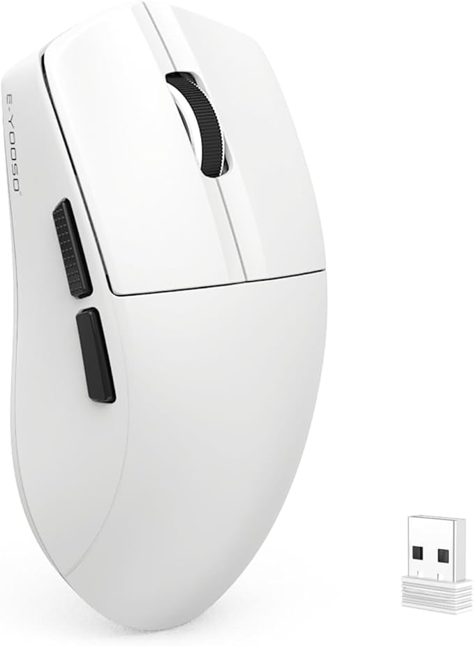 E-YOOSO Lightweight Wireless Gaming Mouse, Tri-Modes Wireless Esports Mouse with 5 Programmable Buttons, 4000 DPI, Long Battery Life, Ultra-Thin Ergonomic Design for PC & Mac Gamers