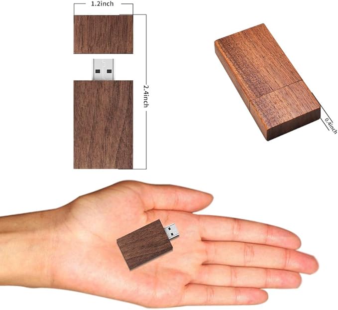 Wooden Flash Drives 8GB EASTBULL Wooden USB Thumb Drives 2.0 High Speed Walnut Wood Drives Memory Sticks (10 Pack)