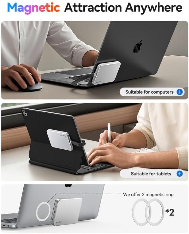 ORICO BookDrive 2TB Magnetic External SSD with PD 100W Charging for Labtop & USB-C Smartphone - Magsafe Portable Solid State Drive, 1000MB/s for USB 3.2 Gen2 - P10Plus