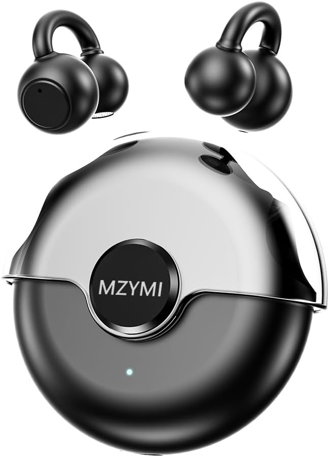 Open Ear Earbuds, Bluetooth 5.4 Clip On Headphones,with Mic, 56H Playtime, IPX5 Waterproof, Clip-On Fit, Clear Audio, for Small Ears, Workout Sports Running(Black)