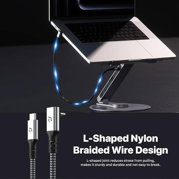 ADAM elements USB-C Stand 360 / Docking Station- HUB 360 USB-C 8-in-1 Aluminum Stand Hub for MacBook, iPad & Laptop Series