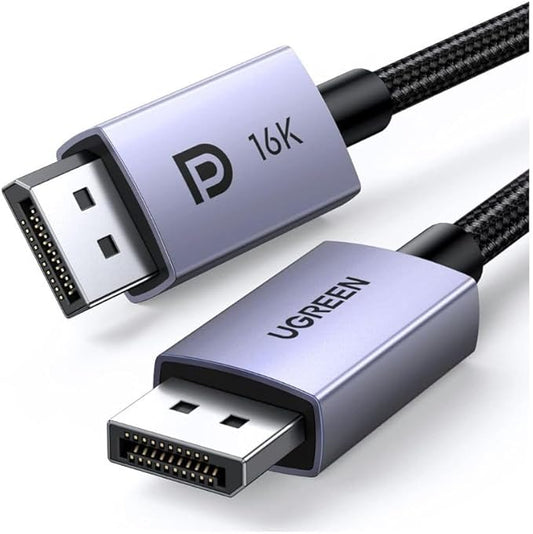 UGREEN DisplayPort Cable 2.1 [VESA Certified] DP2.0 40Gbps Support 16K@30Hz 8K@240Hz 4K@240Hz HDR, HDCP, DSC 1.2a, Braided Display Port Cable Cord Compatible FreeSync G-Sync Video Card Monitor, 3.3FT