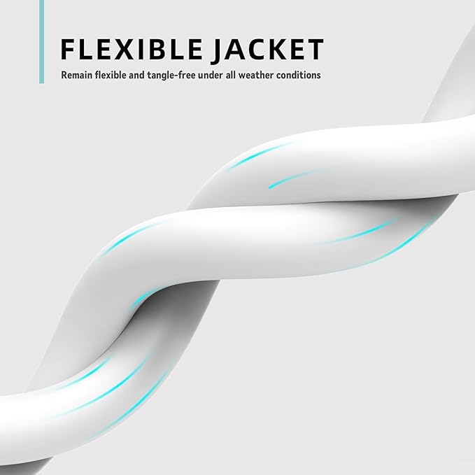 12ft Indoor Outdoor Extension Cord - 12/3 SJTW Heavy Duty Extension Cable with 3 Prong Grounded Plug for Safety -15Amp 1875W White Electric Cord Great for Garden, Appliances