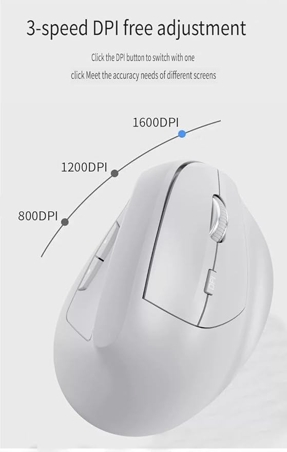 Ergonomic Vertical Mouse Wireless, Rechargeable Ergo Mouse for Carpal Tunnel Relief, 3200DPI Adjustable, 6 Buttons for PC/Laptop/Mac/Windows (Off White)