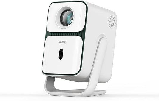 Wanbo T2 Ultra Projector with WiFi and Bluetooth, Native 1080P Mini Portable Projector with 120° Adjustable Stand, Auto Focus & Keystone, 500 ANSI Outdoor Movie Proyector, White