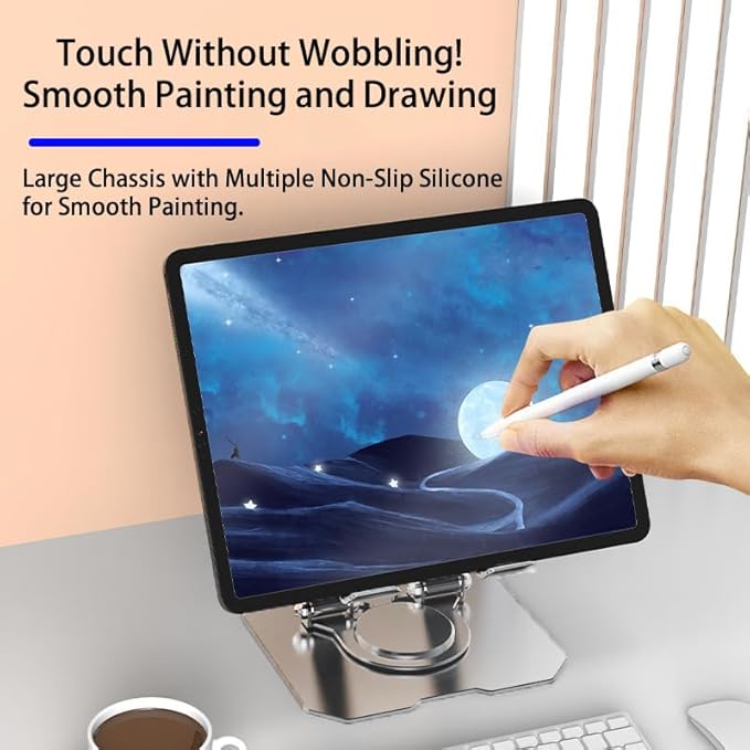 Magnetic Charging Stand for iPad Pro 11" M4 (2024), Aluminum Foldable Charger Stand with 360° Rotation, USB-C Fast Wireless Charger Station for iPad, Holder Mount for Office (Regular Version)