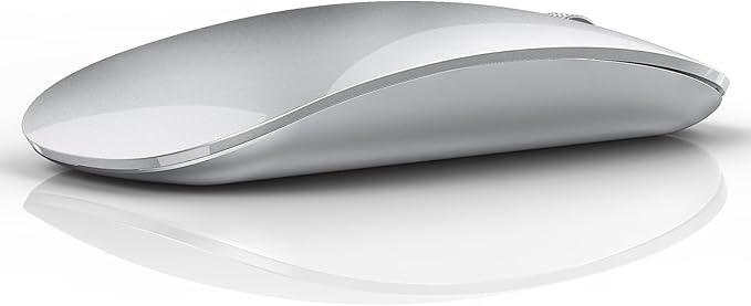 TENMOS M18 Bluetooth Mouse, USB C Rechargeable Wireless Mouse, Triple Mode (Dual Bluetooth+USB) Computer Silent Mice Portable with USB Receiver and Type C Adapter for Laptop/MacBook/iPad/PC - Silver