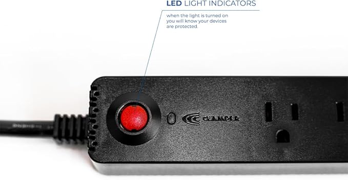 Clamper Power Strip 5-Outlet 5ft Extension Cord, Short Circuit Protection, Surge Protector 1800 Joules, 1875W, for TV, PC, Xbox, PS5 and Other Appliances, Home and Office, iCLAMPER Power 5 Black