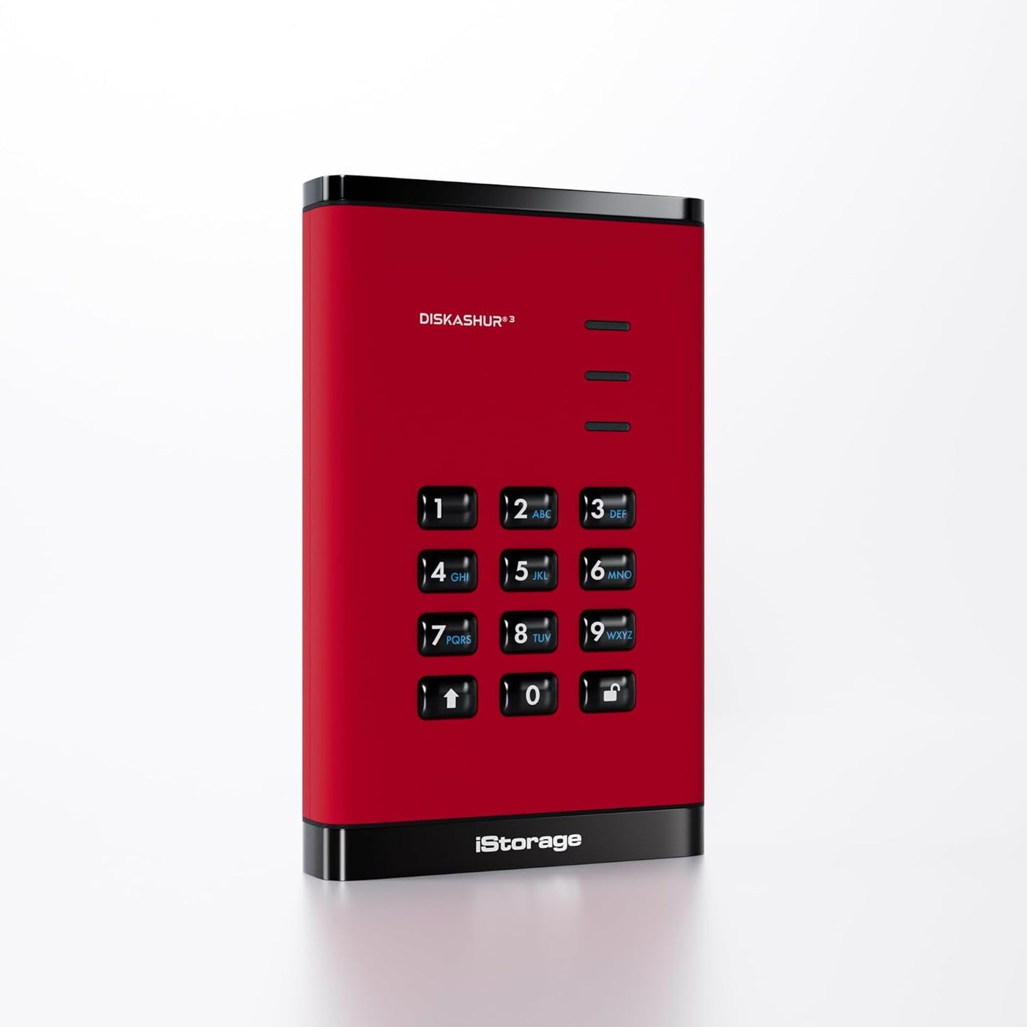 iStorage diskAshur3 SSD 1TB Red - Secure Portable Solid State Drive - Password Protected - Dust & Water Resistant - Hardware Encryption
