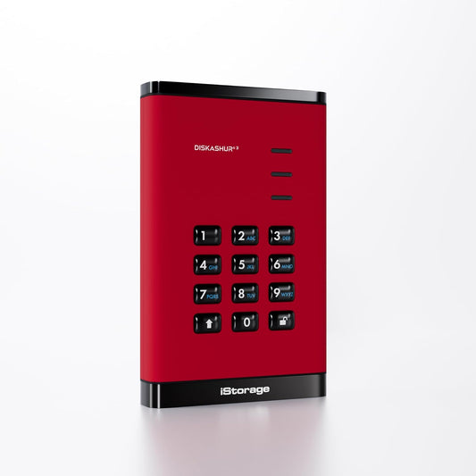 iStorage diskAshur3 SSD 1TB Red - Secure Portable Solid State Drive - Password Protected - Dust & Water Resistant - Hardware Encryption