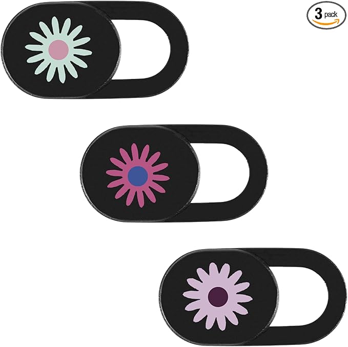 3 Pcs Laptop Camera Cover Slide, Webcam Cover Slide Cute PC Camera Covers Flower Cameras Cap Ultra Thin Privacy Protector Fit for PC, Tablet, Smartphone