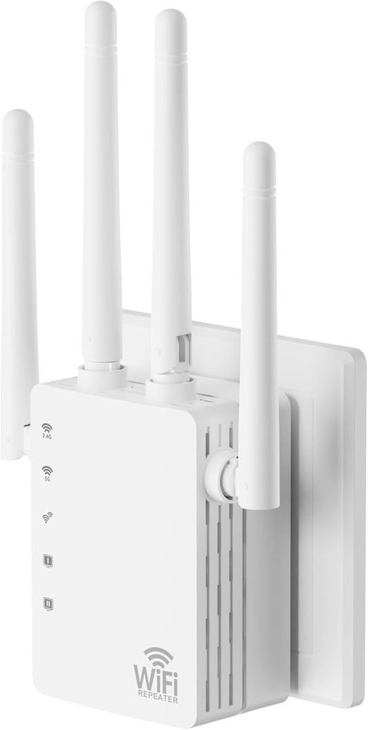 WiFi Extender Signal Booster, 1200Mbps Dual Band 2.4G&5.0G Signal WIFI Booster, WIFI Extender Covers Up to 13888 Sq.ft and 150+ Devices, WIFI Repeater with Ethernet Port - Internet booster for Home