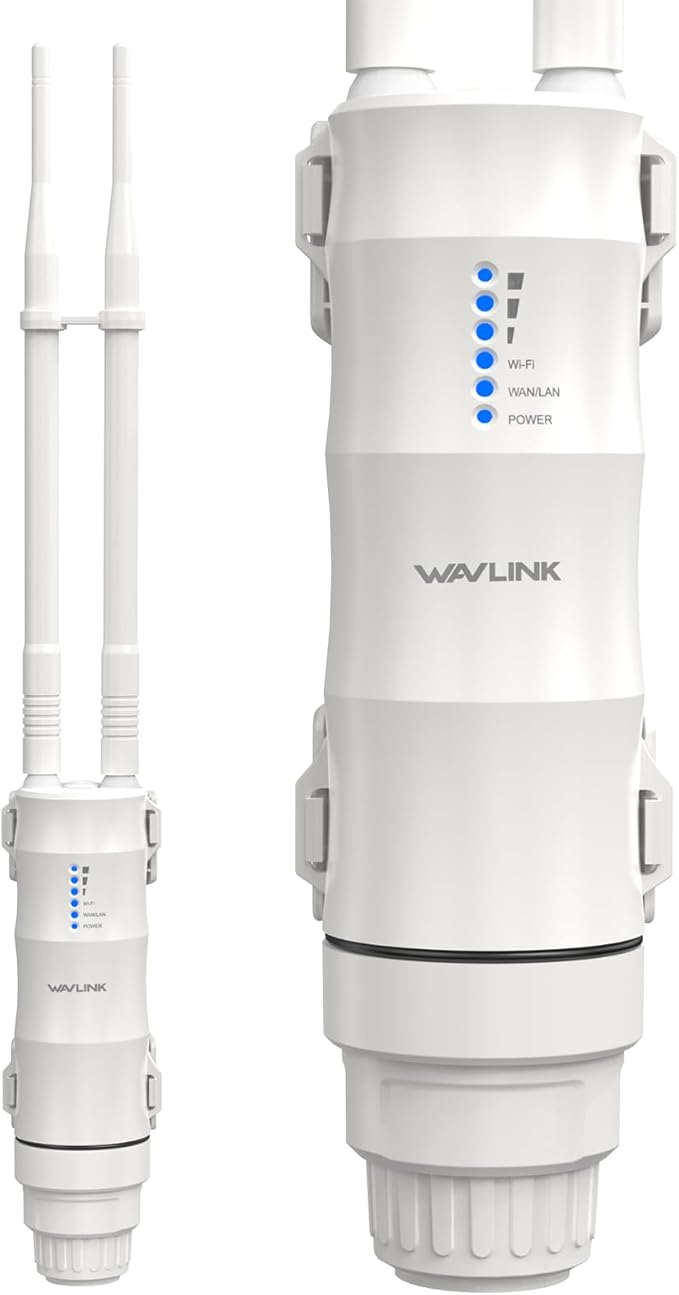 WAVLINK AC600 Outdoor Long Range Weatherproof WiFi Extender/Wireless Access Point with Passive POE, Dual Band 5G+2.4G, 2x7dBi Omni Directional Antennas,Supports Router/AP/Repeater/WISP Modes