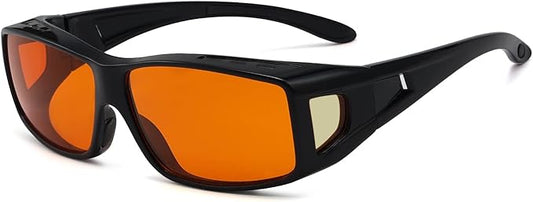 Eyekepper 100% Blue Light Reduction,Fitover Anti-Blue Blocking Computer Glasses Amber Lenses Black